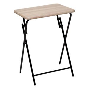 Bijzettafel/tuin tafel Edson - metaal - naturel/zwart - 48 x 38 x 64 cm - voor buiten - inklapbaar