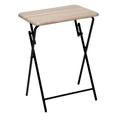 Bijzettafel/tuin tafel Edson - metaal - naturel/zwart - 48 x 38 x 64 cm - voor buiten - inklapbaar