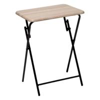 Bijzettafel/tuin tafel Edson - metaal - naturel/zwart - 48 x 38 x 64 cm - voor buiten - inklapbaar Bijzettafel/tuin tafel Edson - metaal - naturel/zwart - 48 x 38 x 64 cm - voor buiten - inklapbaar