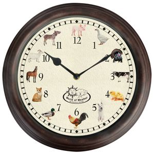 Esschert Design klok met boerderijdierengeluiden