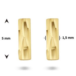 Oorknoppen Balkje gediamanteerd geelgoud 1,5 x 5 mm