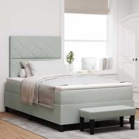Boxspringbed met Matras & Bank Lichtgrijs 120x200 cm Fluweel