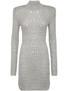 Philipp Plein robe courte à motif monogrammé - Gris