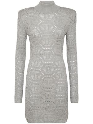 Philipp Plein robe courte à motif monogrammé - Gris