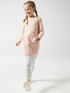 Basics fleece meisjesjurk roze (poederkleur)