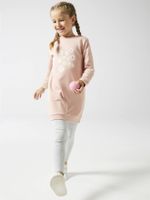 Basics fleece meisjesjurk roze (poederkleur)
