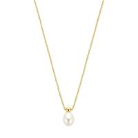 14k Geelgouden Collier met Zoetwaterparel - Verstelbare Lengte (42-45 cm)