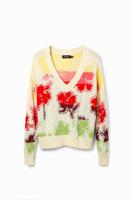 Oversized trui met bloemen - WHITE - XL