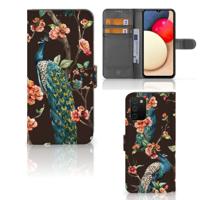 Samsung Galaxy A03s | Telefoonhoesje | Met pasjeshouder | Pauw met Bloemen