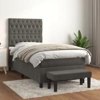 Boxspring met matras fluweel donkergrijs 80x200 cm