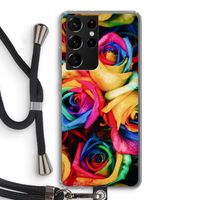 Neon bloemen: Samsung Galaxy S21 Ultra Transparant Hoesje met koord Neon bloemen: Samsung Galaxy S21 Ultra Transparant Hoesje met koord