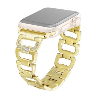 Kleurrijke diamant roestvrijstalen horlogeband voor Apple Watch serie & 44mm/3 & 2 & 1 42mm (goud)