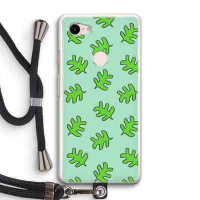 Groene blaadjes: Pixel 3 Transparant Hoesje met koord