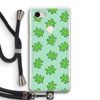 Groene blaadjes: Pixel 3 Transparant Hoesje met koord