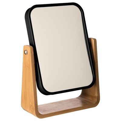 Dubbele make-up spiegel/scheerspiegel op voet 16 x 6 x 22 cm zwart