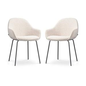 Nolon Nora-Mae Eetkamerstoelen Set van 2 - Bouclé Beige - Zwarte Poten