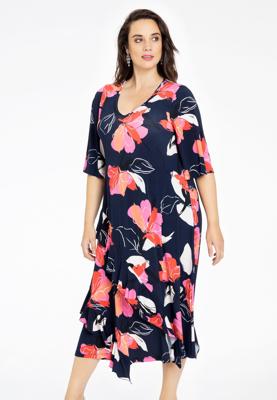 Yoek Jurk met ruches LILY | Blauw | Maat 54/56