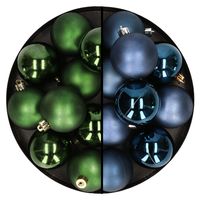 24x stuks kunststof kerstballen mix van donkergroen en donkerblauw 6 cm - thumbnail