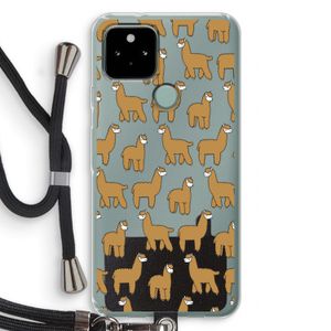Alpacas: Pixel 5 Transparant Hoesje met koord