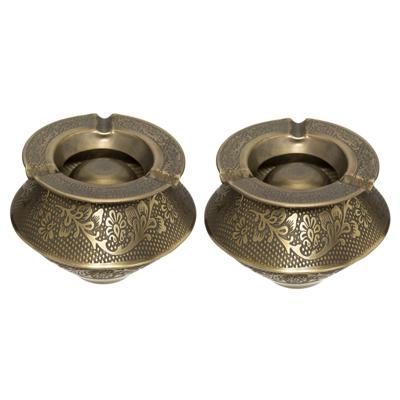 Atmosphera Terras asbak/stormasbak Arabica - Set van 2x stuks - ijzer - 12 x 8 cm - oud goud - Buite Atmosphera Terras asbak/stormasbak Arabica - Set van 2x stuks - ijzer - 12 x 8 cm - oud goud - Buite