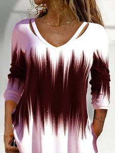 Color Block Long sleeve Casual T-Shirt Tunic