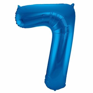Cijfer 7 ballon blauw 86 cm   -