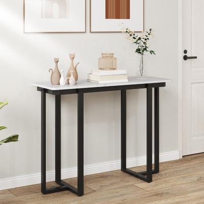 Console T5afel Smal Modern Entree Tafel met Marmer Look 107 x 40 x 79,5 cm Zwart