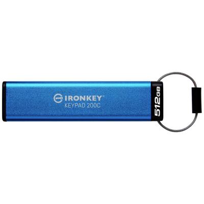 Kingston IronKey Keypad 200C USB-stick Retail 512 GB Blauw IKKP200C/512GB USB-C
