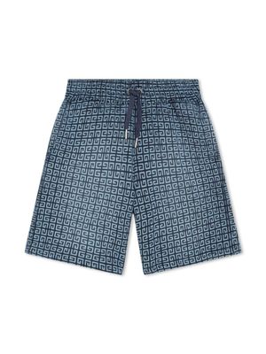 Givenchy Kids short en jean à imprimé 4G - Bleu