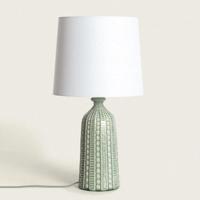 Tafellamp Groen porselein met stoffen kap E27 fitting &apos;Adrien&apos;