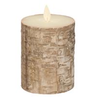 Anna's Collection Stompkaars - LED - berkenhout bruin - H10 cm - bewegende vlam - kaars