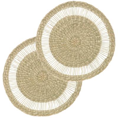 Secret de Gourmet Tafel Placemat - Set van 4x stuks - zeegras naturel - rond - 38 cm - Onderleggers