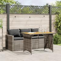 2-delige Tuinset met kussens poly rattan grijs - thumbnail