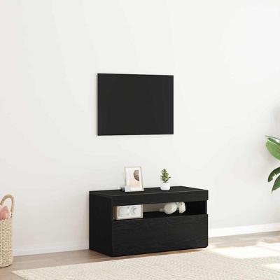 TV-kast Zwart 75 x 35 x 40 cm Bewerkt hout