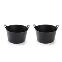 Plasticforte flexibele emmer/kuip - 2x - zwart - rond - 15L - 24x24x15cm