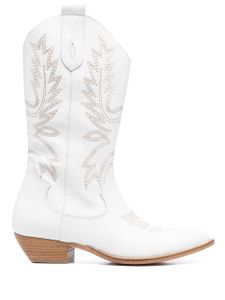 P.A.R.O.S.H. bottes d'inspiration western à broderies - Blanc