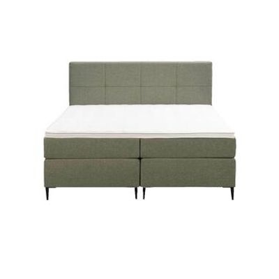 Boxspring Liv geblokt - groen - 160x200 cm - slanke poot - Leen Bakker