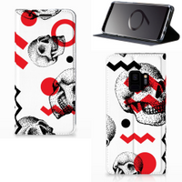 Mobiel BookCase Samsung Galaxy S9 Skull Red