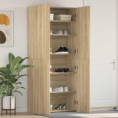 Schoenenkast met plank Bruin 80 x 35.5 x 180 cm Bewerkt hout