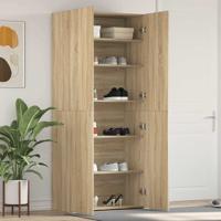 Schoenenkast met plank Bruin 80 x 35.5 x 180 cm Bewerkt hout