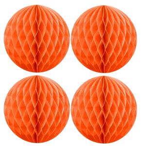 Papieren kerstballen - 4x - oranje - 10 cm - kerstversiering