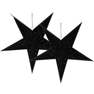 Verlichte lampions - 2 stuks - kerstster- 60 cm - papier - zwart