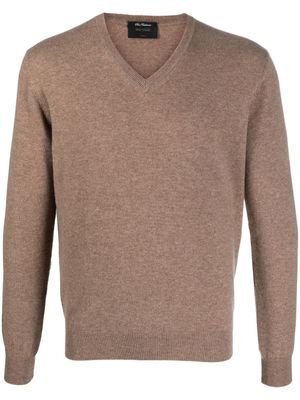 Dell'oglio pull en maille fine à col v - Marron