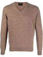 Dell'oglio pull en maille fine à col v - Marron
