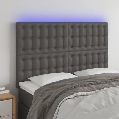 Hoofdbord LED 144x5x118/128 cm kunstleer grijs