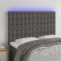 Hoofdbord LED 144x5x118/128 cm kunstleer grijs