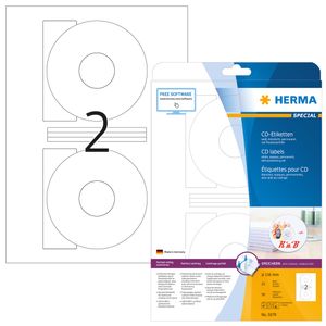 Etiket HERMA 5079 CD 116mm wit opaqua 50stuks