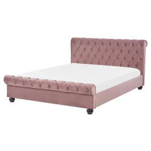 Beliani AVALLON - Tweepersoonsbed-Roze-Fluweel