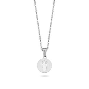 CO88 Collection Sense 8CN 26132 Stalen Collier met Ananas - Lengte 38 + 7 cm - Zilverkleurig
