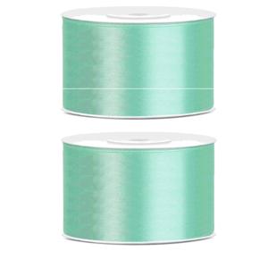 Hobby Sierlint satijn - 2x - Mint groen - 25 meter - cadeaulint - satijnlint/sierlinten